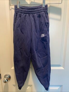 Nike Kids Navy Fleece Joggers with White Logo
